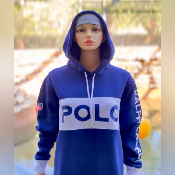 Polo Ralph Lauren Women Polo Logo Colorblock Fleece Hoodie Dress - Picture 5 of 8